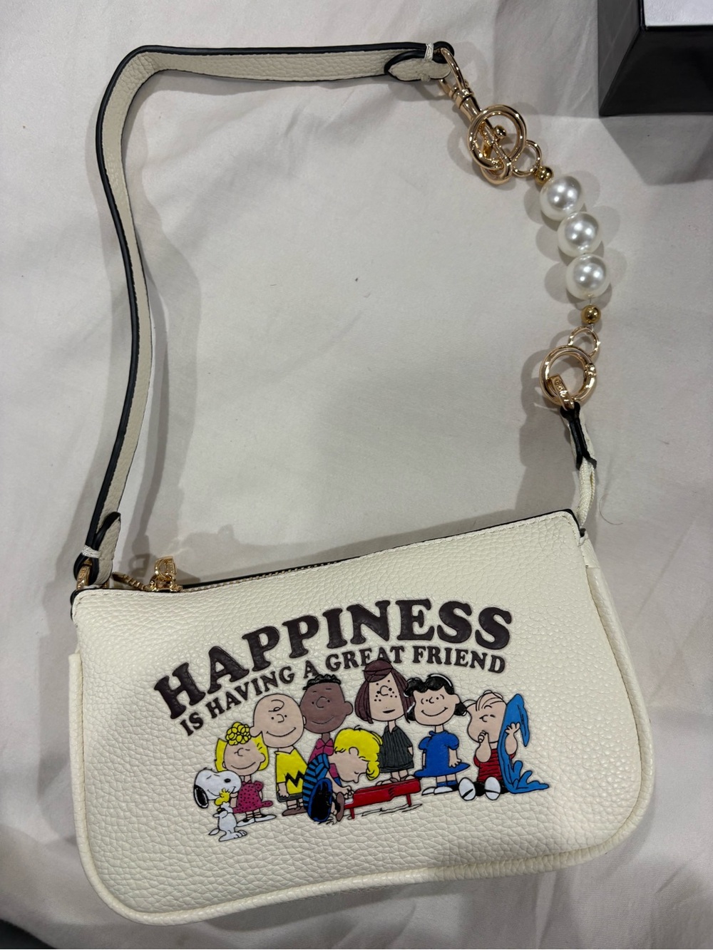 Coach White Peanuts 'Happiness' Pearl-Accent Crossbody